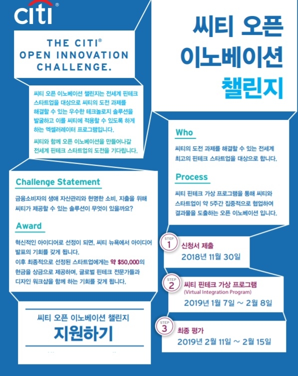 씨티은행, ‘씨티 오픈 이노베이션 챌린지’ 공모