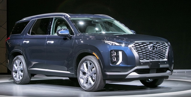 현대자동차가 2018 LA 오토쇼에서 최초 공개한 플래그십 SUV ‘팰리세이드(Palisade)’의 모습. 출처=현대차.