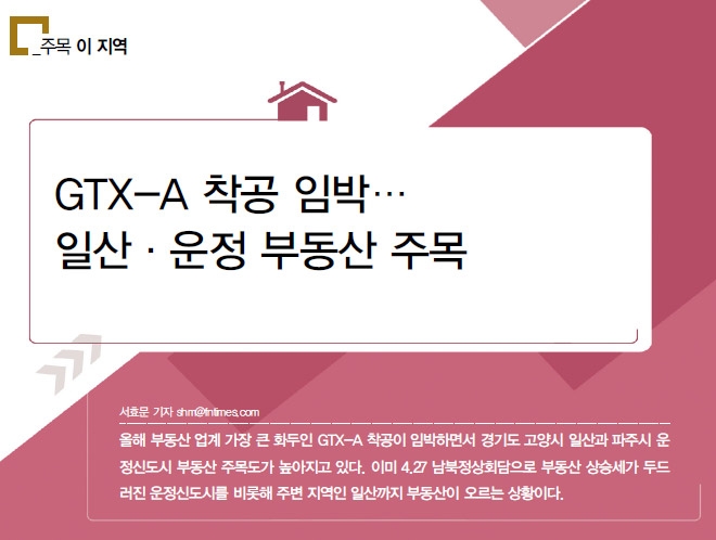 [주목 이 지역] GTX-A 착공 임박…일산·운정 부동산 주목