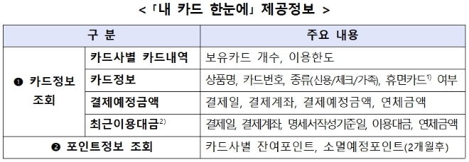 카드대금·포인트 등 카드 정보를 한 번에...금감원 '내카드한눈에'서비스 개시