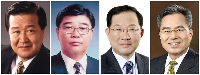 왼쪽부터 한이헌 전 경제수석비서관, 신동규, 박병원, 하영구 전 은행연합회 회장.