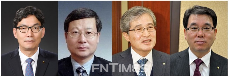 왼쪽부터 연임한 이대훈 농협은행장, 오병관 농협손보 대표, 그리고 신규 선임된 홍재은 농협생명 대표 내정자, 이구찬 농협캐피탈 대표 내정자. / 사진= 농협금융지주