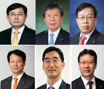 (윗줄 왼쪽부터 시계방향으로) 성주영 수석부행장, 오진교·장병돈·양기호·배영운·최대현 부행장. / 사진제공= 산업은행