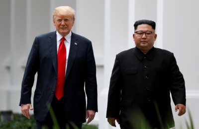 도널드 트럼프 미국 대통령(사진 왼 쪽)과 김정은 북한 국무위원장 [사진= 뉴스핌]