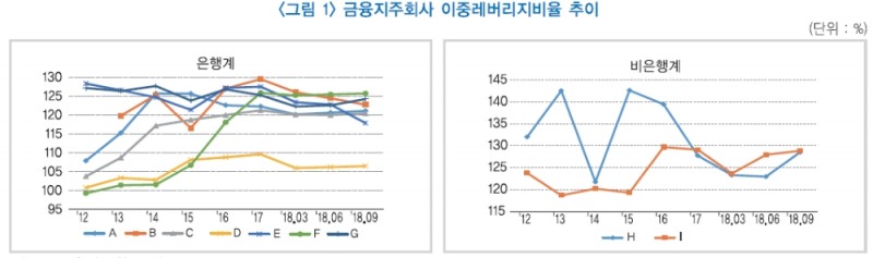 자료출처= 금융연구원 '금융지주회사의 이중레버리지 비율 추이와 이슈' 리포트
