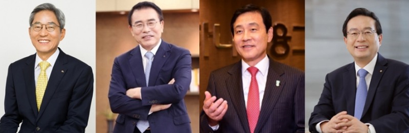 왼쪽부터 윤종규 KB금융지주 회장, 조용병 신한금융지주 회장, 김정태 하나금융지주 회장, 손태승 우리금융지주 회장 / 사진= 각사