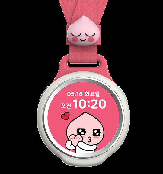 △LG유플러스가 출시한 카카오프렌즈키즈워치2 중 어피치 모델/사진=오승혁 기자(유플러스샵 제품 캡처)