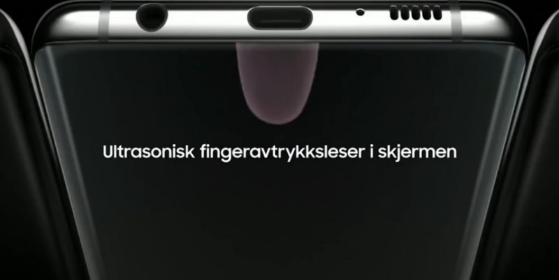 △갤럭시 S10의 광고 유출 장면 중 지문인식 부분/사진=오승혁 기자(알뷰 유튜브 캡처)