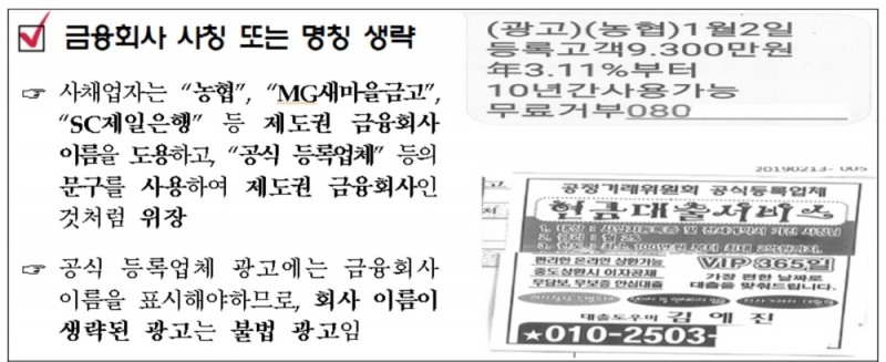 금감원, 불법사금융 피해근절 위한 전화번호 이용 중지 요청