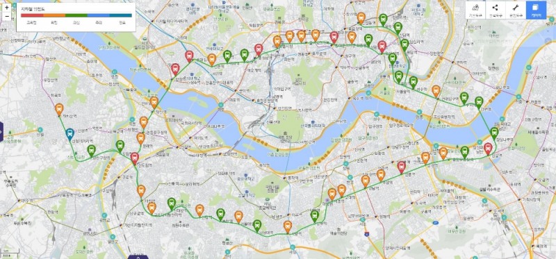 △경찰청 지오프레스에 탑재된 지하철역별 디지털 성범죄 위험도 화면/사진=KT
