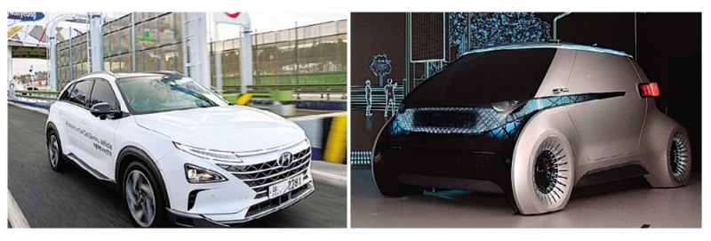 ▲레벨4 자율주행 시스템을 갖춘 ‘넥쏘’의 주행 모습. 사진 = 현대자동차 ▲현대모비스 미래자율주행 컨셉 엠비전. 사진 = 현대모비스