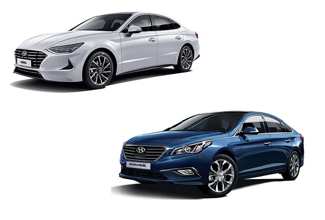 8세대 쏘나타(위)와 7세대 LF쏘나타. (사진=현대차)