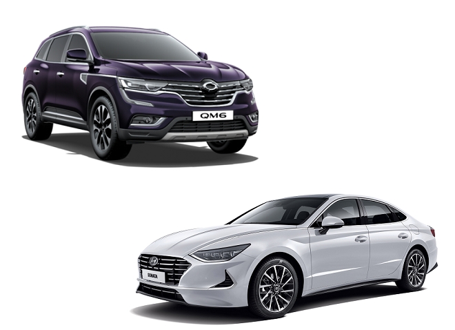 르노삼성 중형SUV QM6(위)와 현대차 8세대 쏘나타. (사진=각사)