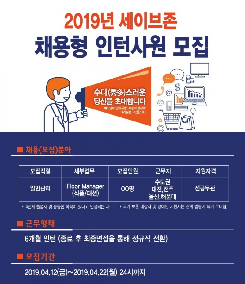 세이브존, 2019 채용형 인턴사원 모집