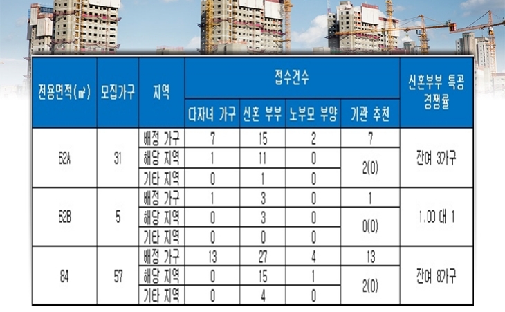태왕아너스 더퍼스트 특별공급 결과. 자료=금융결제원 아파트투유.