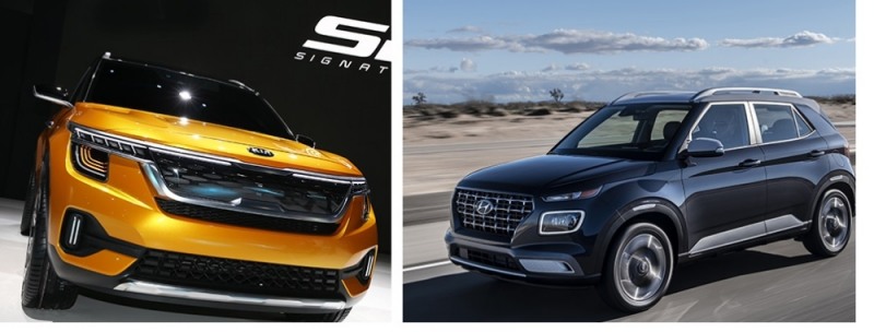 기아 SP시그니처(왼쪽)과 현대 베뉴.
