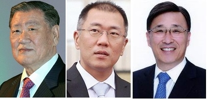 현대모비스 공동대표이사 (왼쪽부터) 정몽구 회장, 정의선 부회장, 박정국 사장.