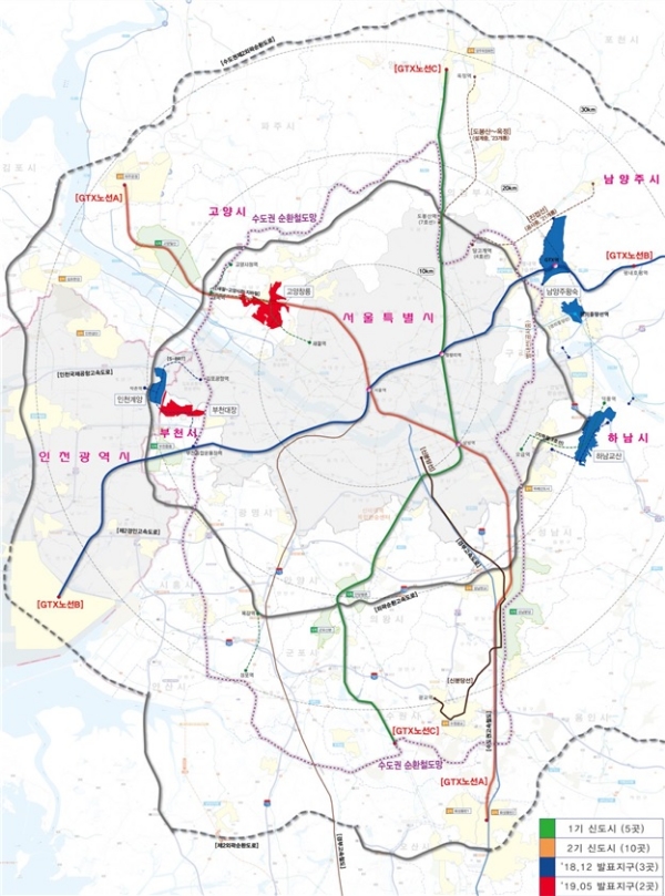 7일 3기 신도시로 지정된 고양시 창릉과 부천시 대장 위치도. 자료=국토교통부.