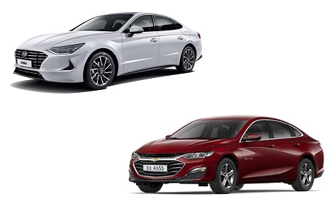 현대차 쏘나타(위)와 쉐보레 말리부. (사진=각사)