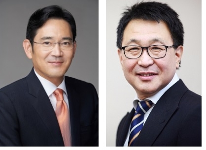 삼성전자 이재용 부회장(왼쪽)과 정은승 DS부문 파운드리사업부장 사장.