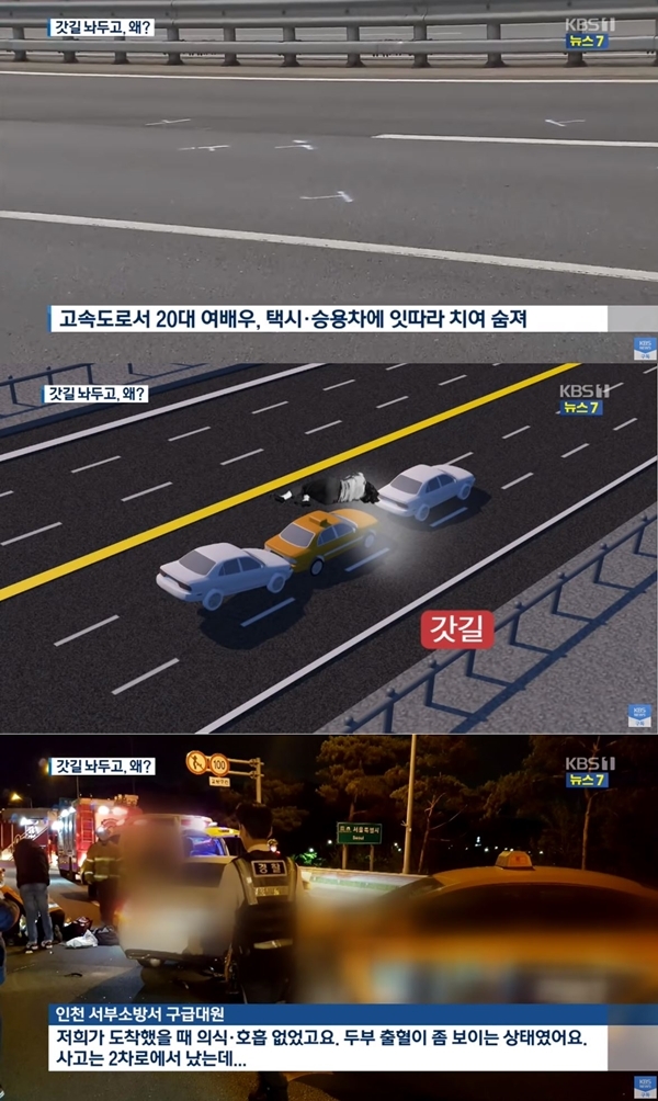 여배우 교통사고 한지성 부검 결과 (사진: KBS 뉴스 캡처)