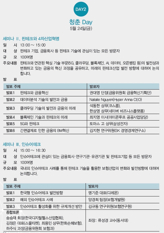 핀테크와 4차산업혁명 세미나, 인슈어테크 세미나 개요 / 자료= 금융위원회