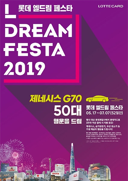 롯데카드, ‘제네시스 50대 경품’ 롯데 엘드림 페스타 2019 개최