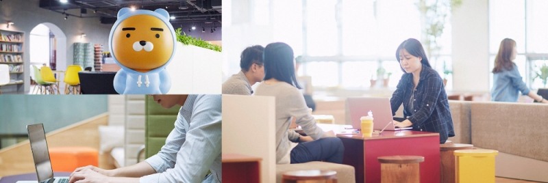 △카카오가 창의성, 자율성이 강화되도록 꾸민 공간에서 일하는 크루들의 모습/사진=오승혁 기자(웹페이지 자료 편집)