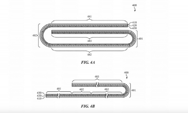△애플이 미국 특허청에 특허 신청을 완료한 폴더블 디스플레이의 개념도/사진=오승혁 기자(자료 편집) 