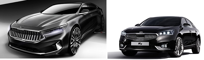 2.5세대 K7 프리미어 랜더링(왼쪽)과 2세대 K7.