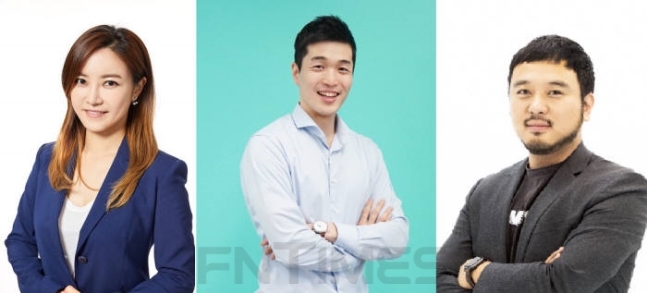 문재인 대통령의 북유럽 순방에 동참한 핀테크 스타트업 대표들. 손보미 콰라소프트 대표(왼쪽부터)와 김성준 렌딧 대표, 류준우 보맵 대표. / 사진= 각