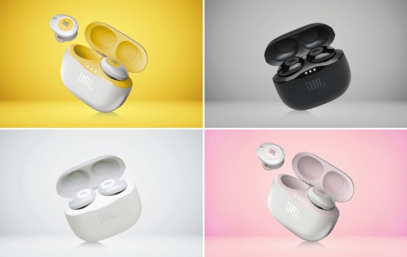 △JBL의 무선 이어폰 JBL TUNE 120 네가지 색상의 모습/사진=오승혁 기자(자료 편집)