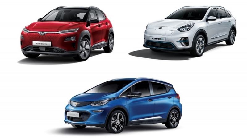 (왼쪽부터 시계방향) 현대 코나EV, 기아 니로EV, 쉐보레 볼트EV.