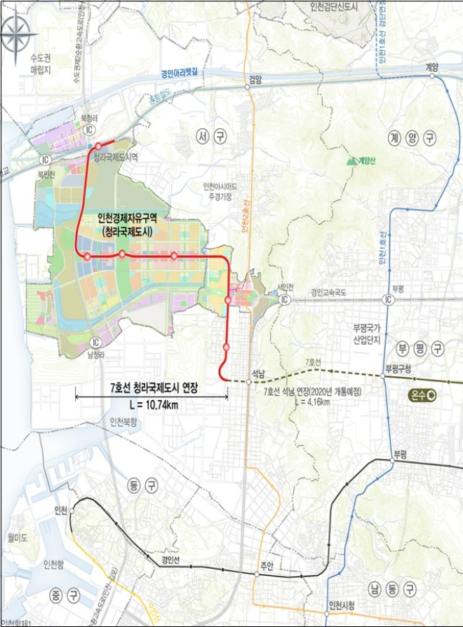 서울도시철도 7호선 연장 노선도. 자료=국토교통부.