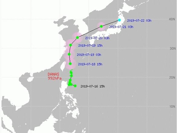 △제 5호 태풍 '다나스' 북상 예상경로 / 자료=기상청