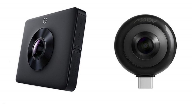 △샤오미의 360도 액션캠 미지아 360도 파노라마 스피어캠과 미니 스마트폰 스피어캠 2종의 모습/사진=오승혁 기자(자료 편집)