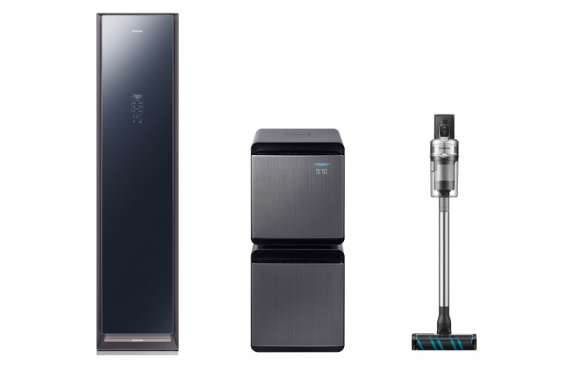 △삼성전자 가전 3종의 모습. 에어드레서, 무풍 큐브, 무선청소기 제트(왼쪽부터)/사진=삼성전자