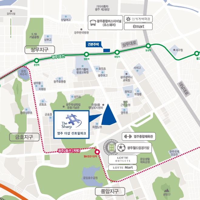 포스코건설 광주광역시 ‘염주 더샵 센트럴파크’ 광역위치도. /사진=포스코건설