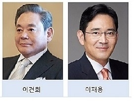 삼성 이건희 회장(왼쪽)과 이재용 부회장.