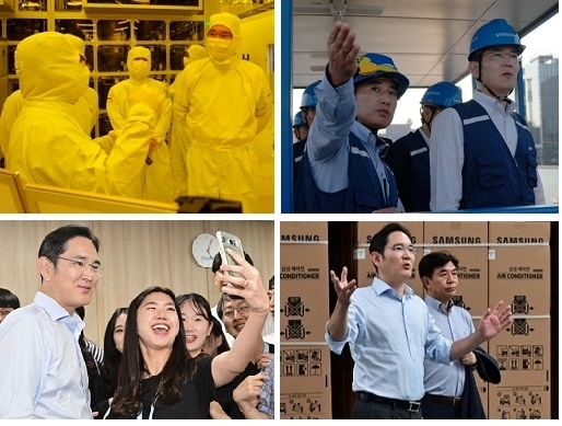 △이재용 부회장이 삼성 사업장 각지에서 현장 경영 행보를 이어가는 모습/사진=한국금융신문
