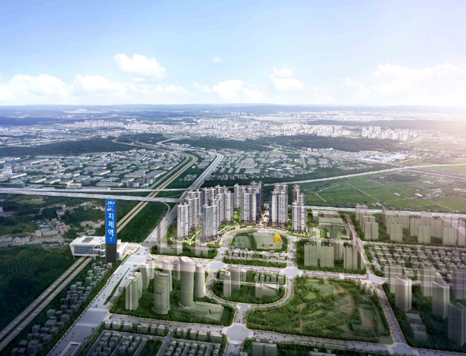 포스코건설 평택 지제역 더샵 센트럴시티 조감도. /사진=포스코건설