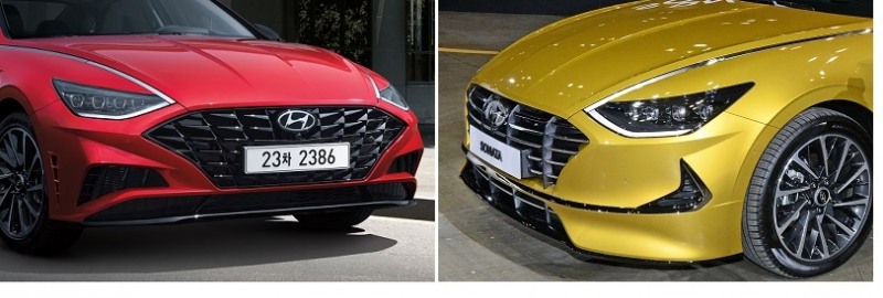 쏘나타DN8 가솔린 1.6 터보(왼쪽)과 2.0가솔린.