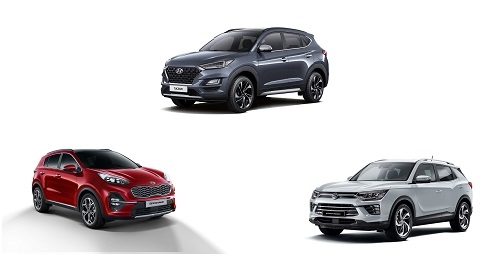 (왼쪽 위부터 시계방향) 현대 투싼, 쌍용 코란도, 기아 스포티지.