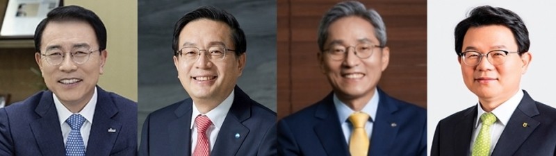(왼쪽부터) 조용병 신한금융지주 회장, 손태승 우리금융지주 회장, 윤종규 KB금융지주 회장, 김광수 NH농협금융지주 회장 / 사진출처= 각사