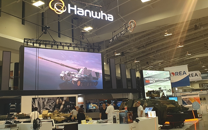 △한화의 미국 워싱턴 D.C.에서 열리는 AUSA 2019 부스 모습/사진=한화