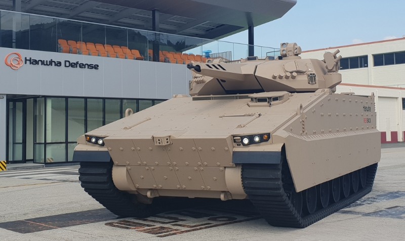 △한화디펜스의 레드백 장갑차 실물 모습/사진=한화디펜스