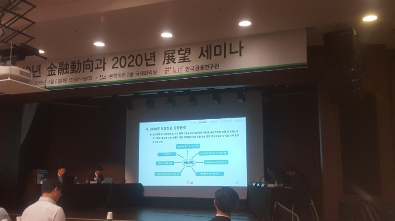 5일 서울 명동 은행회관에서 한국금융연구원이 개최한 '2020 경제 및 금융전망 세미나'에서 구정한 금융연구원 중소서민금융연구실장이 주제발표를 진행하고 있다. / 사진=한국금융신문