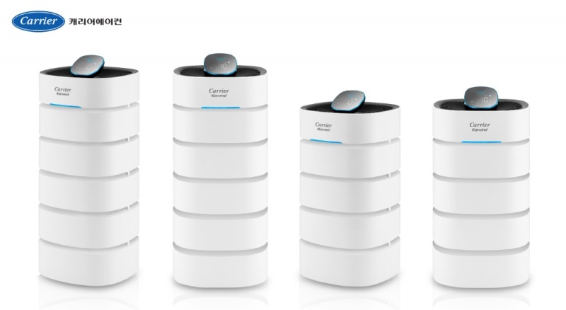 △캐리어에어컨의 2020년형 캐리어 클라윈드 에어컨 25평형(왼쪽 2대) 18평형(오른쪽 2대)의 모습/사진=오승혁 기자(자료 편집)