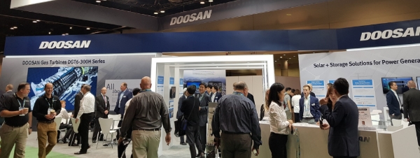 △ ‘파워젠 인터내셔널 2018’에 참가한 두산중공업 부스 전경. /사진=두산그룹