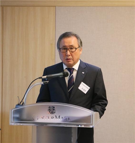 △보험업감독규정 일부개정규정안 관련 기자설명회에서 모두발언중인 한국보험대리점협회 조경민 회장 / 사진=보험대리점협회